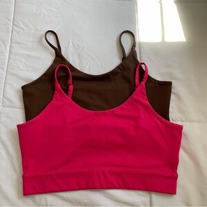 The Drop Bundle 2 Sport Bra Pink Brown Size Large